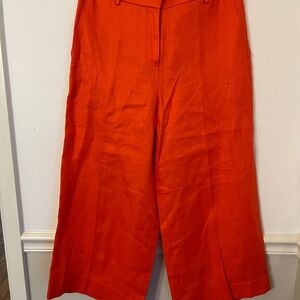 J. Crew Bold Cerise Linen Wide Leg pant. Size 6.